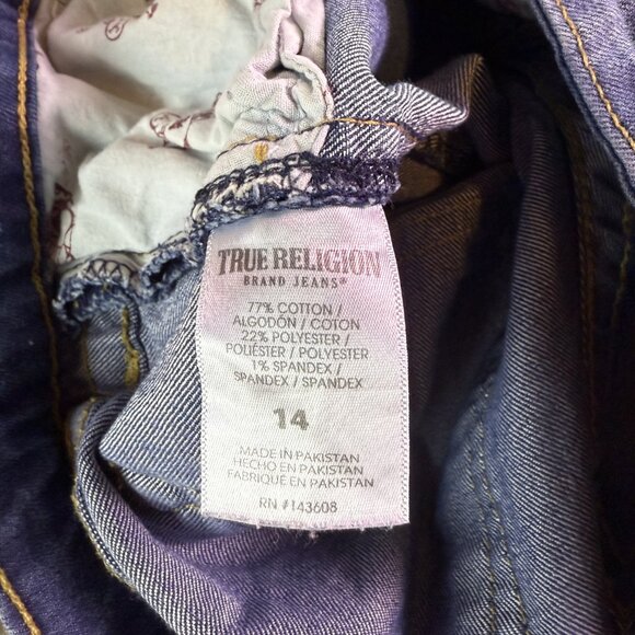 True Religion Geno Relaxed Slim Blue Denim Jeans Boys Size 14 28x28 E569 - Picture 7 of 16